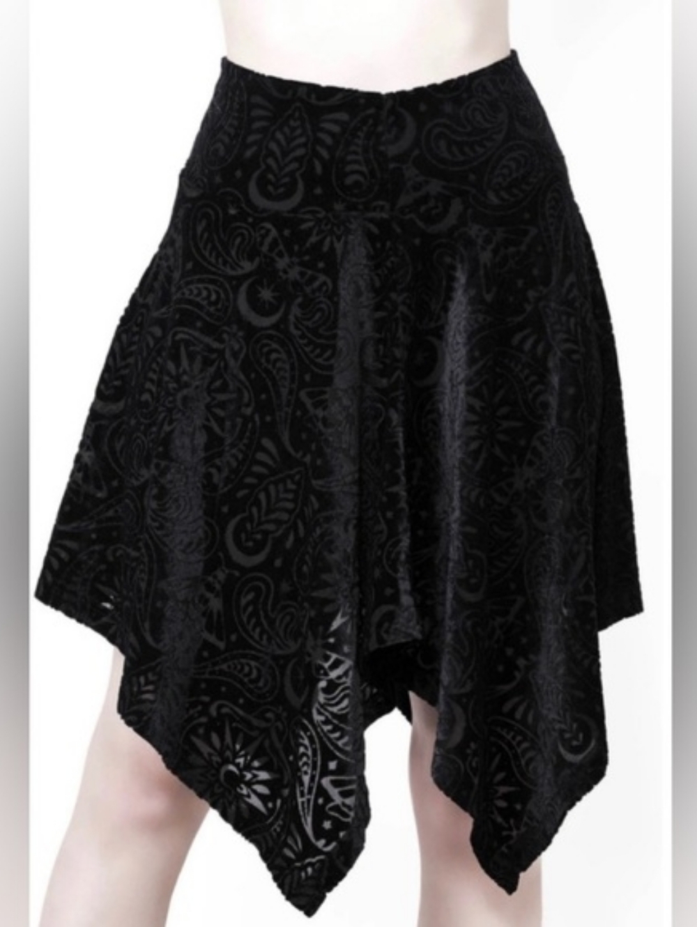 Killstar Etta Burnout Black Velvet Skirt